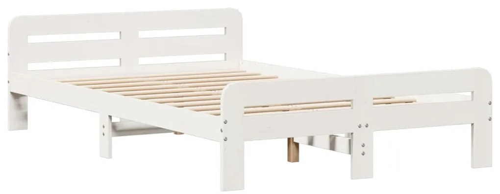 fehér tömör fenyőfa könyvespolcos ágy matrac nélkül 135x190 cm