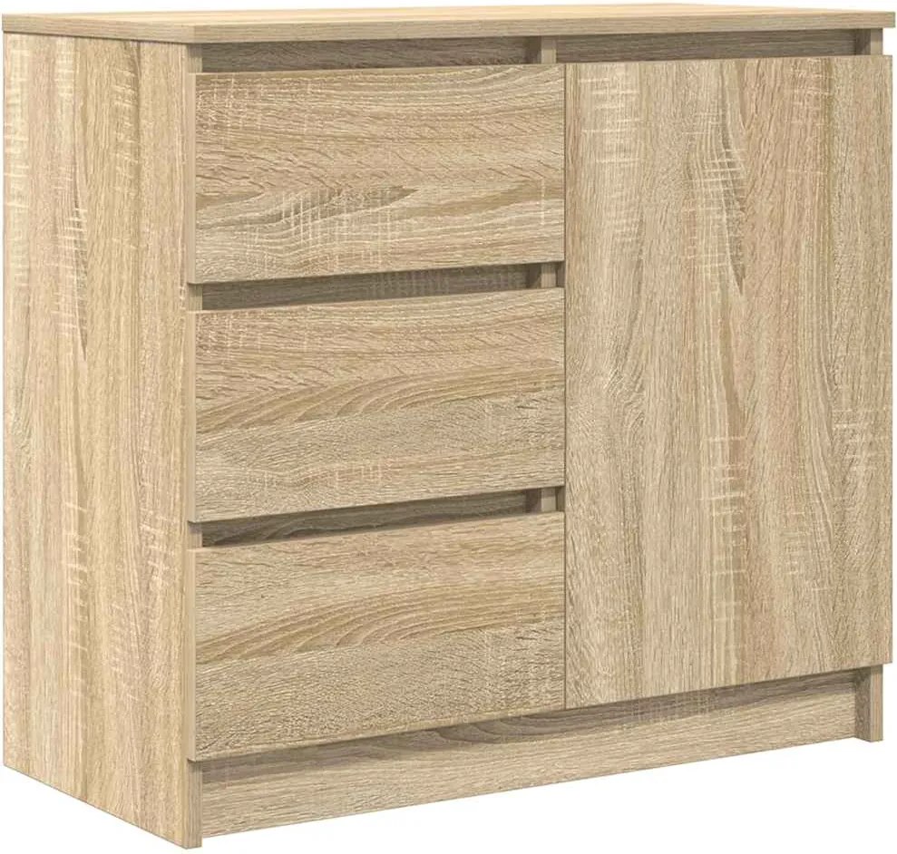 vidaXL sonoma tölgy szerelt fa tálalószekrény fiókos 71x35x65 cm