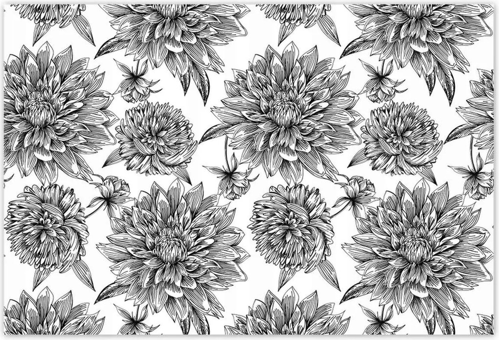 Poszterek 185x125 Fekete-fehér grafika Virág