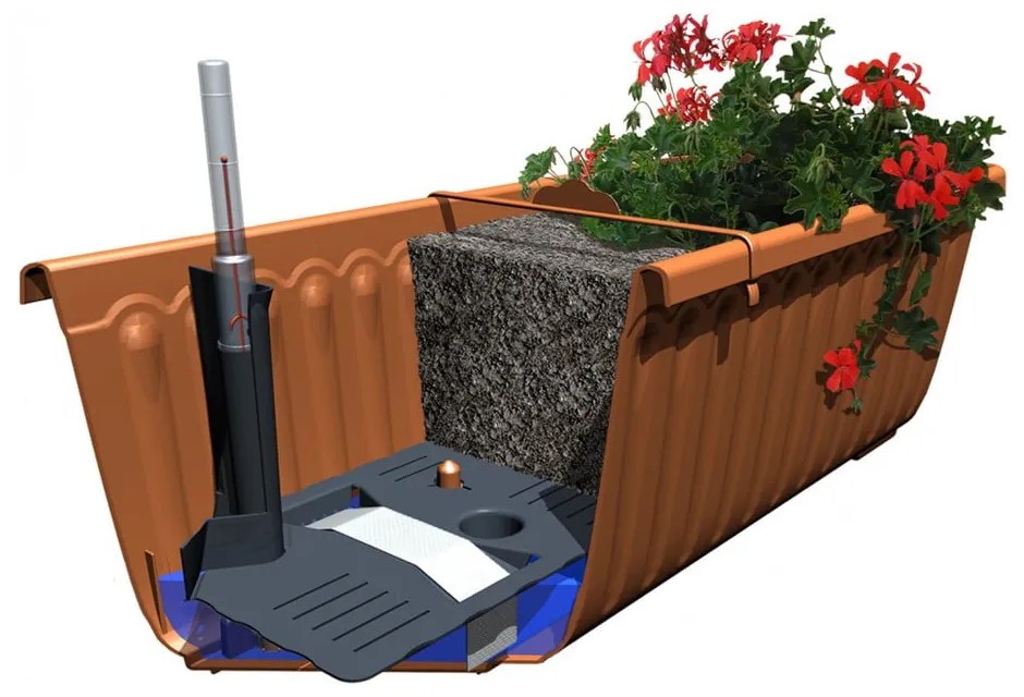 Siesta antracitszürke önöntöző virágláda, hosszúság 80 cm - Plastia