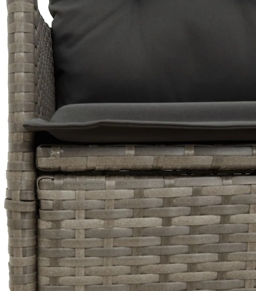 11 részes szürke polyrattan kerti bisztrógarnitúra párnákkal