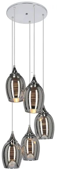 Csillár zsinóron MARINA 5xE27/60W/230V króm