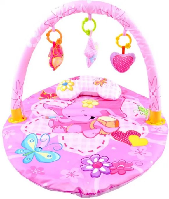 Rózsaszín játék szőnyeg állvánnyal elefánt