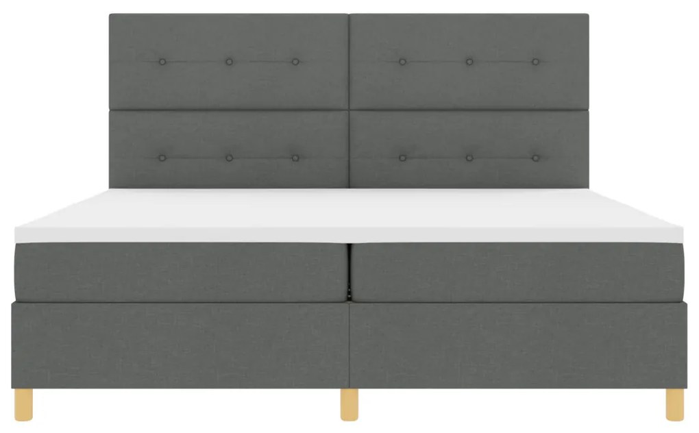 Boxspring Ágy Matrac &amp; LED Sötétszürke 200x200 cm Szövet