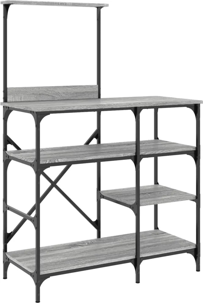 vidaXL szürke sonoma színű szerelt fa és fém pékállvány 90x40x132 cm