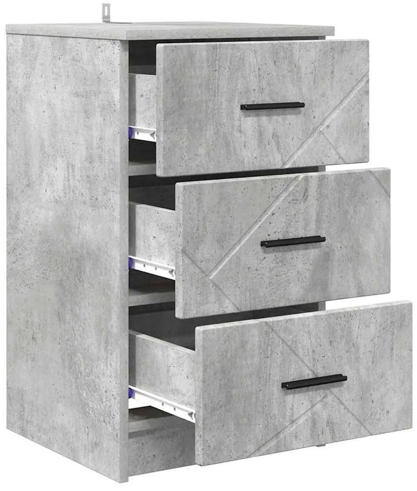 Éjjeliszekrény fiókkal Beton szürke 38 x 38 x 66 cm Faanyag