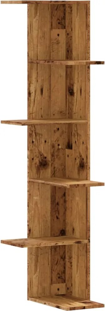 vidaXL antik fa színű szerelt fa fali sarokpolc 36,5 x 36,5 x 140 cm