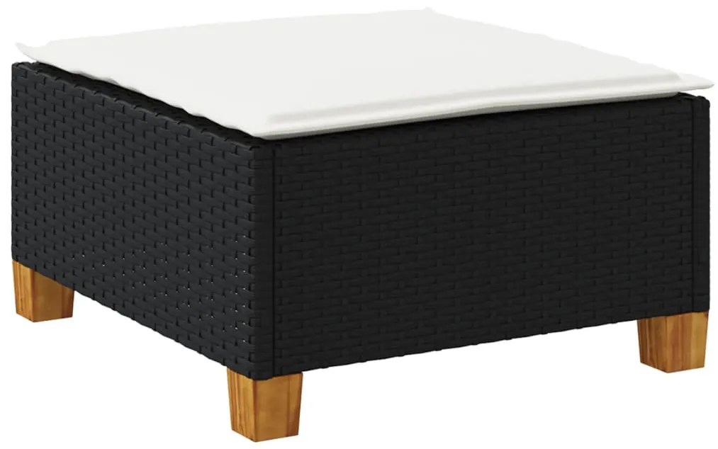 fekete polyrattan kerti szék párnával 63,5 x 56 x 32 cm