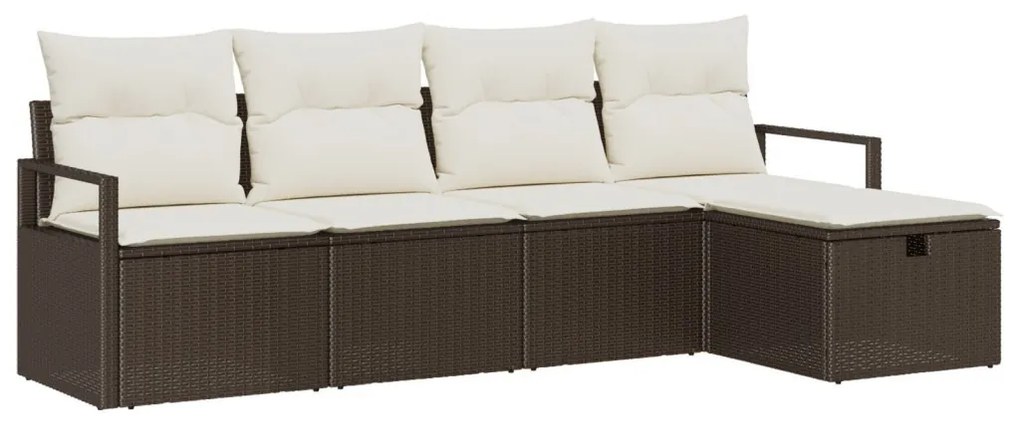 Kerti Kanapé Szett 5 pcs Barna és krémszínű 230 x 117 x 85 cm
