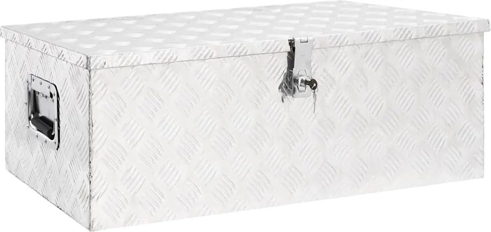 vidaXL ezüstszínű alumínium tárolóláda 90 x 47 x 33,5 cm