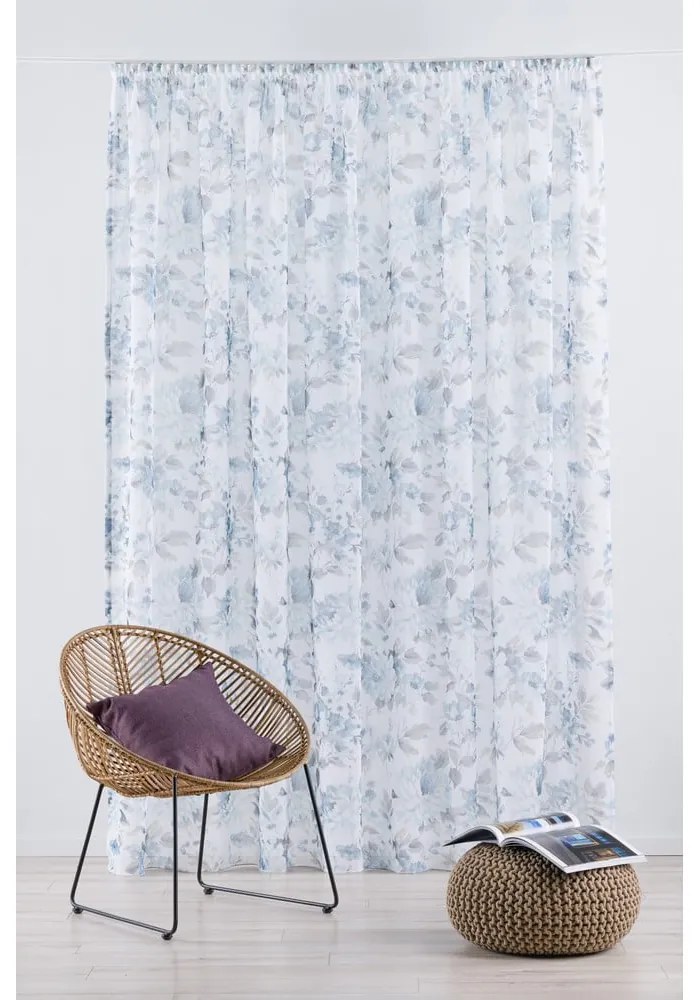Fehér-kék átlátszó függöny 300x260 cm Elsa – Mendola Fabrics