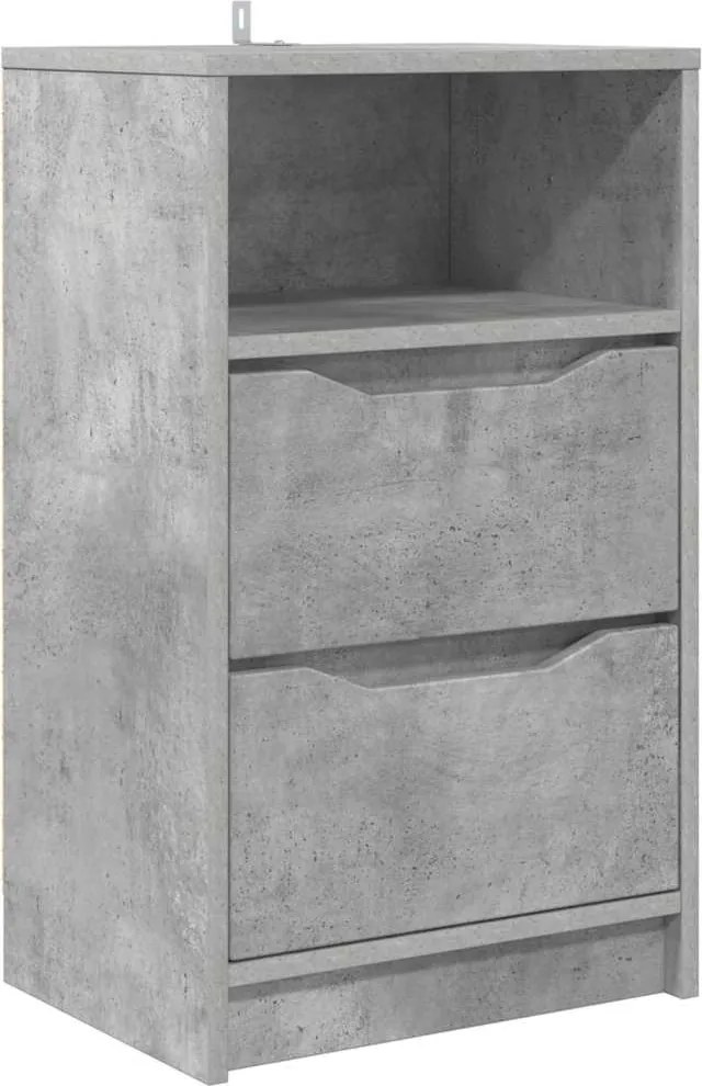 vidaXL Éjjeli asztal fiókkal Beton Szürke 40 x 30 x 467 cm Faanyag