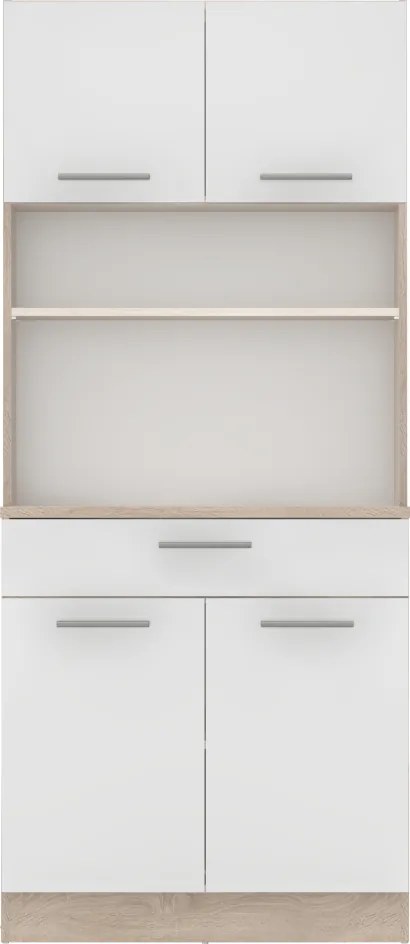 Négyajtós szekrény, sonoma tölgy/fehér, DOMIS NEW