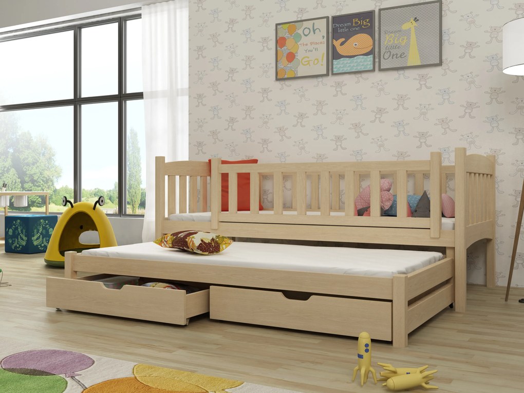 Gyerekágy 90 x 200 cm Amalia (ágyráccsal és tárolóhellyel) (borovi fenyő). Akció -10%. 1013108