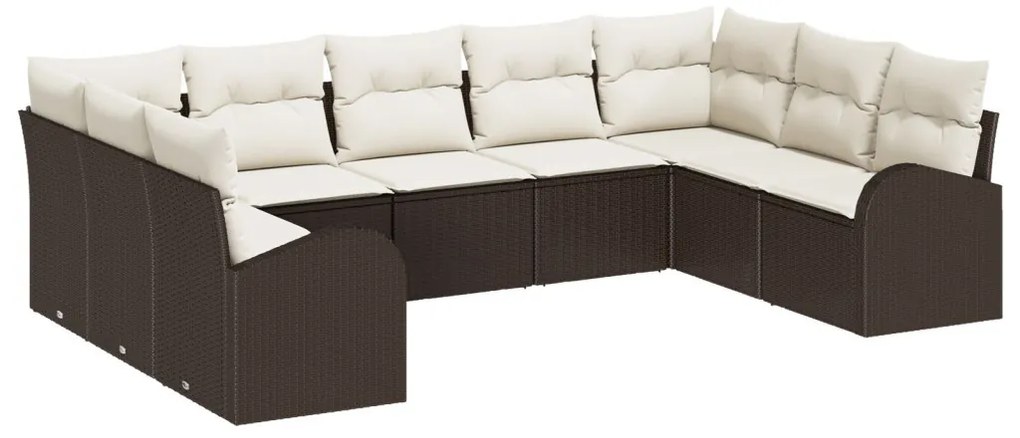 Kanapé Szett 9 pcs Barna polirattan