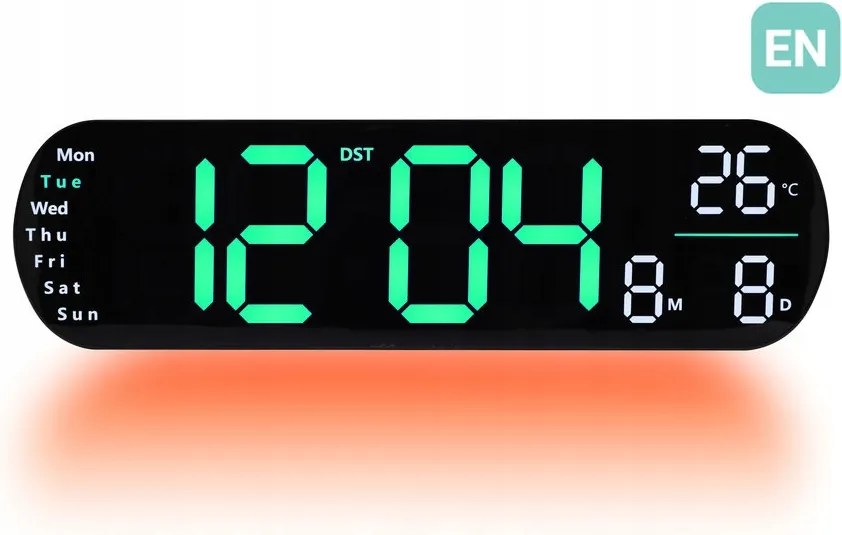 Nagy Zöld Led Ébresztőóra Távirányítóval Jvd DH5502 Hőmérő Stopper Időzítő