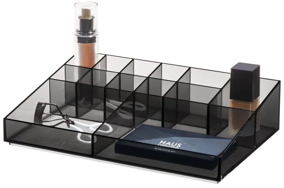 Matt fekete újrahasznosított műanyag fürdőszobai rendszerező kozmetikumokhoz Cosmetic Station – iDesign