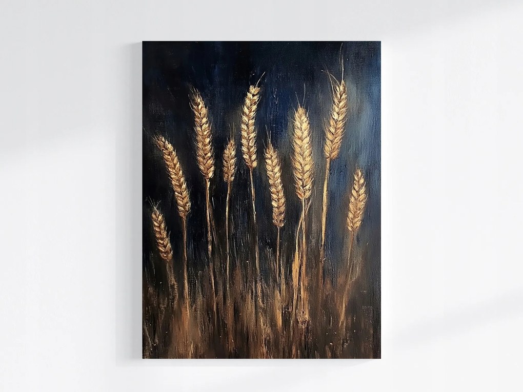 Vászonkép Canvas Olaj Természet Növényzet Falu Mező Gabona Kalászok 60x80