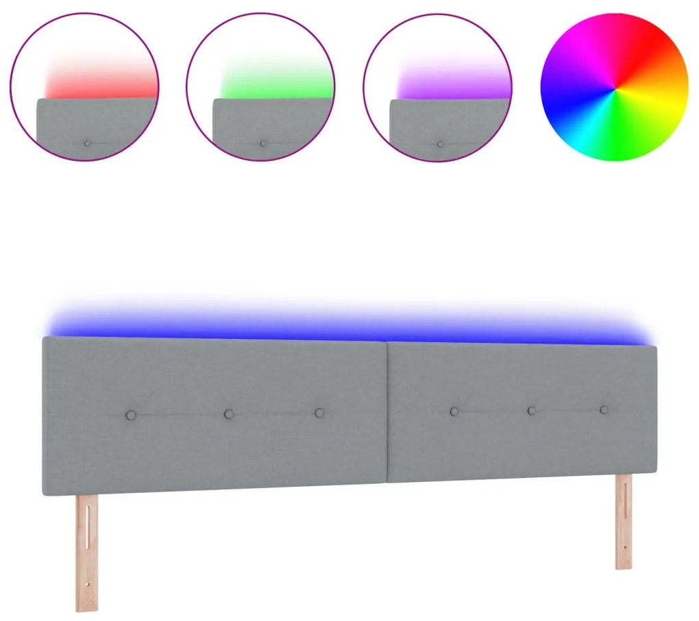 LED Fejtámla Gombos Díszítéssel Világosszürke 100 cm Textil