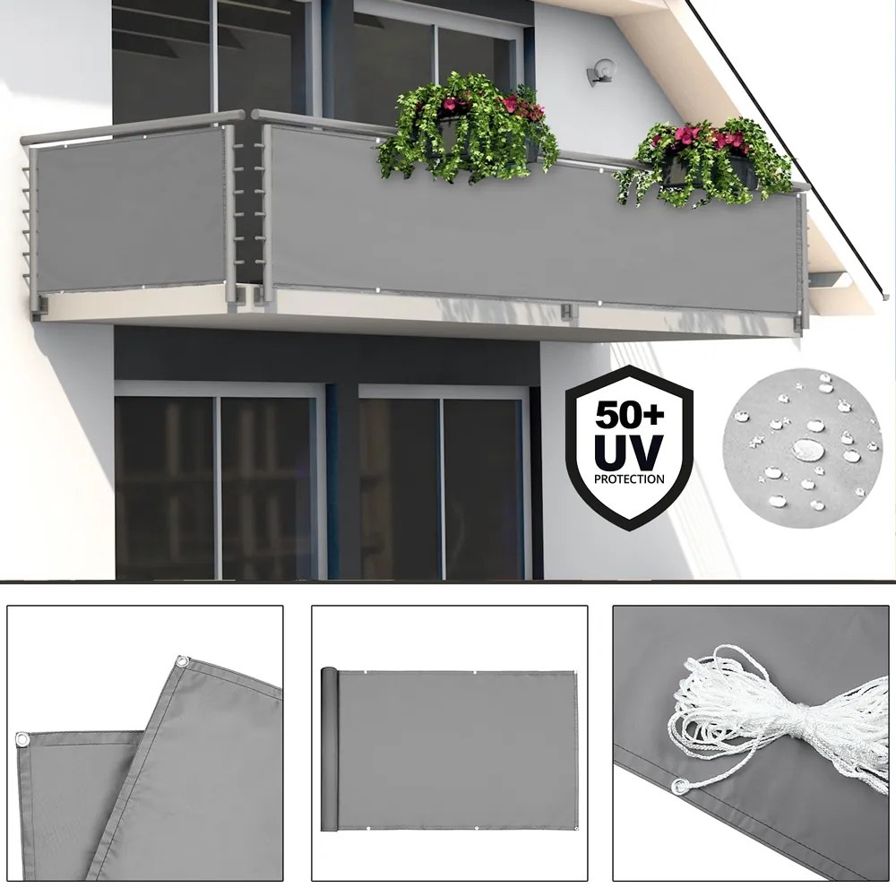 Deuba Balkon paraván 5 m - szürke