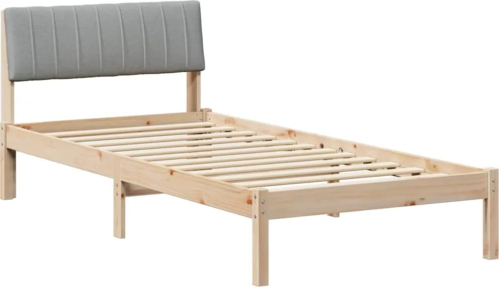 vidaXL Ágykeret Barna és világosszürke 90 x 190 cm Tömör fenyőfa