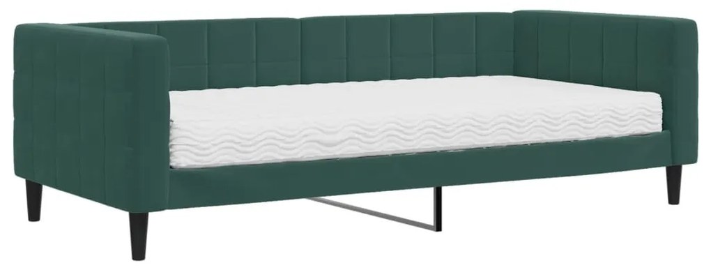 sötétzöld bársony heverő matraccal 90 x 200 cm
