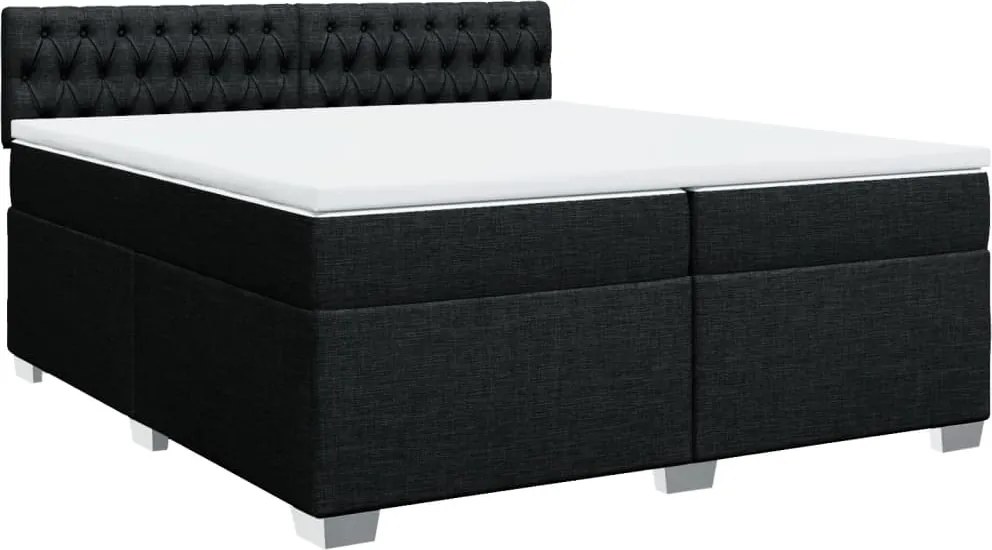 vidaXL fekete szövet rugós ágy matraccal 200 x 200 cm