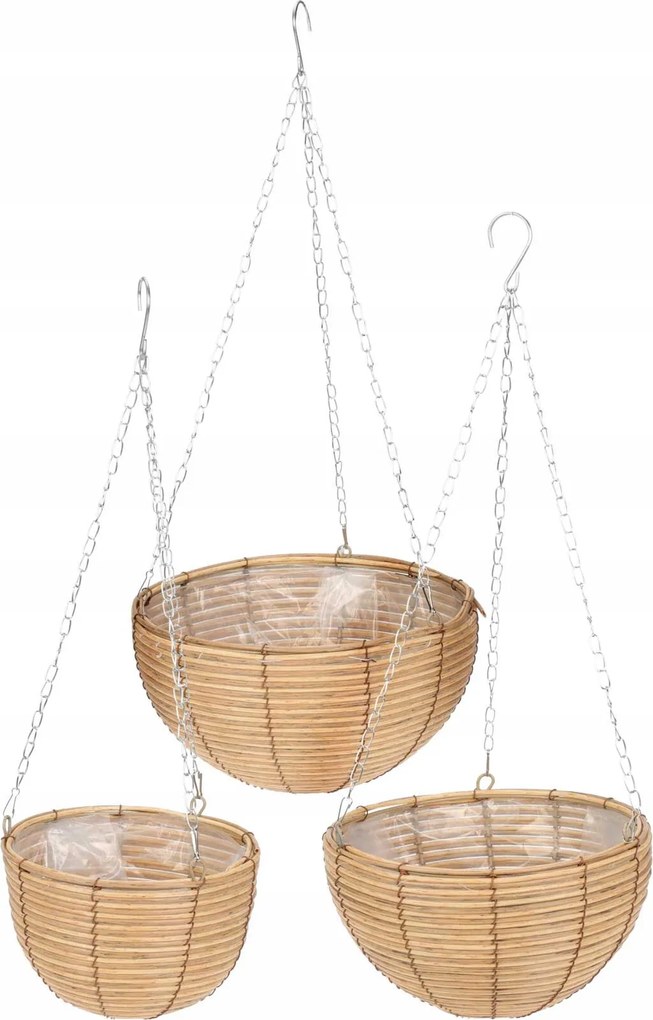 Virágtartó Fedél Szett 3 Db-os Fonott Lógó Virágtartó Fedél