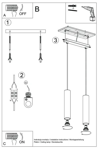 Sollux SL.1485 - Csillár zsinóron LAGOS 2xGU10/10W/230V zöld