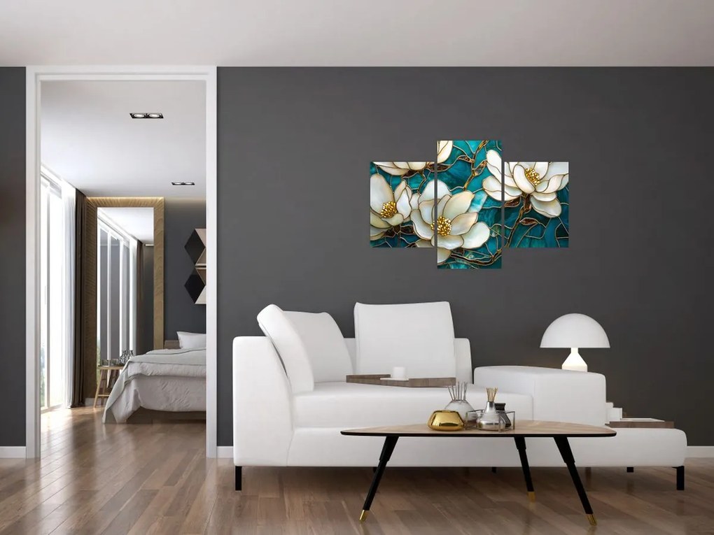 Kép - Ólomüveg magnóliával (90x60 cm)