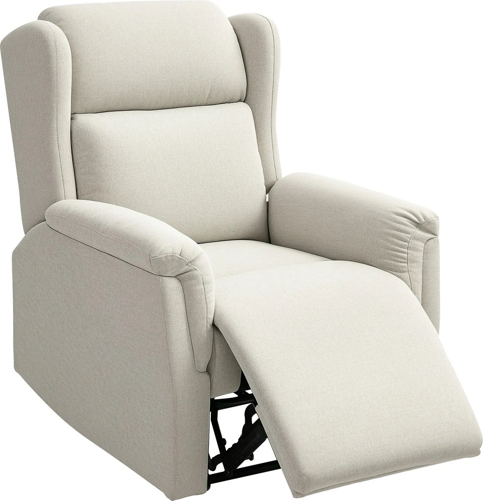 HOMCOM Relaxáló Fotel, TV Fotel Dönthető Funkcióval, Zsebtavas Rugókkal, Párnázott Dönthető Fotel, Relaxációs Fotel 150 kg Teherbírással, Bézs | Aosom