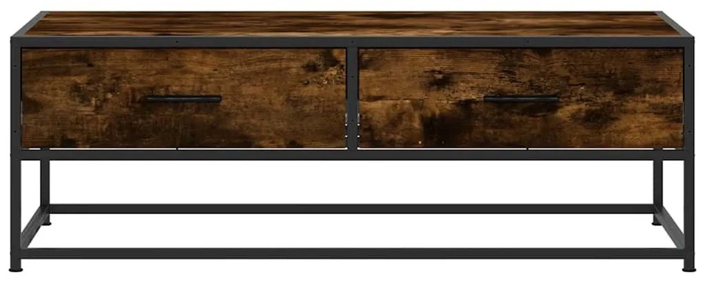 vidaXL füstös tölgy szerelt fa és fém dohányzóasztal 100 x 50 x 35 cm