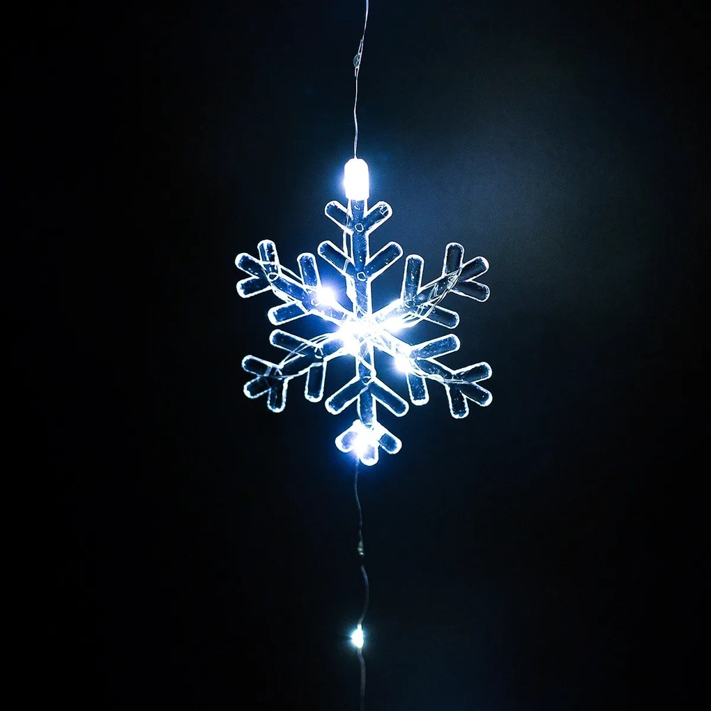 Kültéri fényfüzér Snowflakes, 120x120cm, LED,hideg fehér, időzítő, 8 funkció, elemes, 120 cm