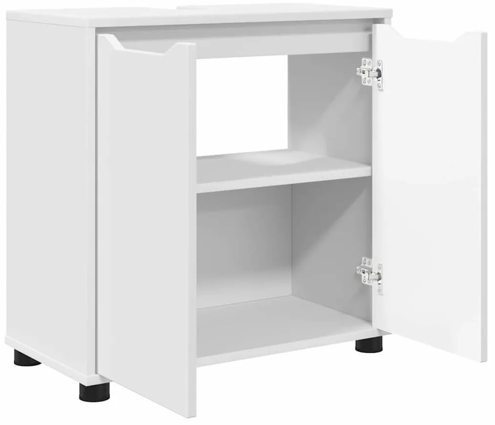 Fürdőszoba mosdószekrény ajtóval Fehér 60 x 30 x 60 cm Faanyag