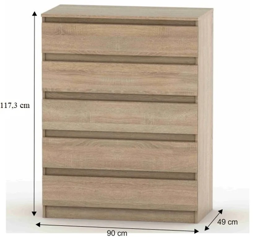 HANY NEW 005 komód, sonoma tölgy