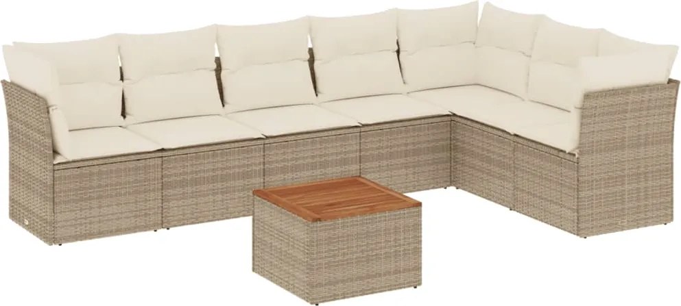 vidaXL 8 részes bézs polyrattan kerti ülőgarnitúra párnával