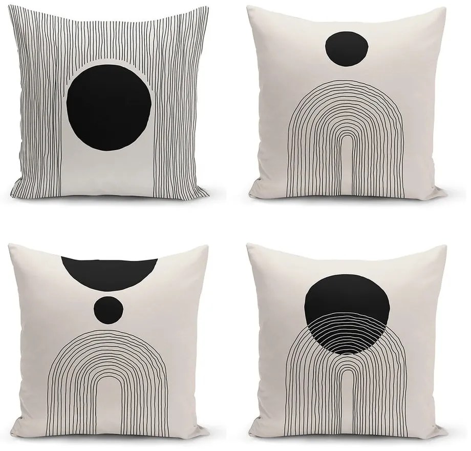 Fekete-bézs párnahuzat szett 4 db-os 43x43 cm - Minimalist Cushion Covers