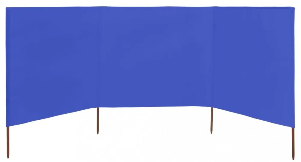3 paneles azúrkék szövet szélfogó 400 x 80 cm