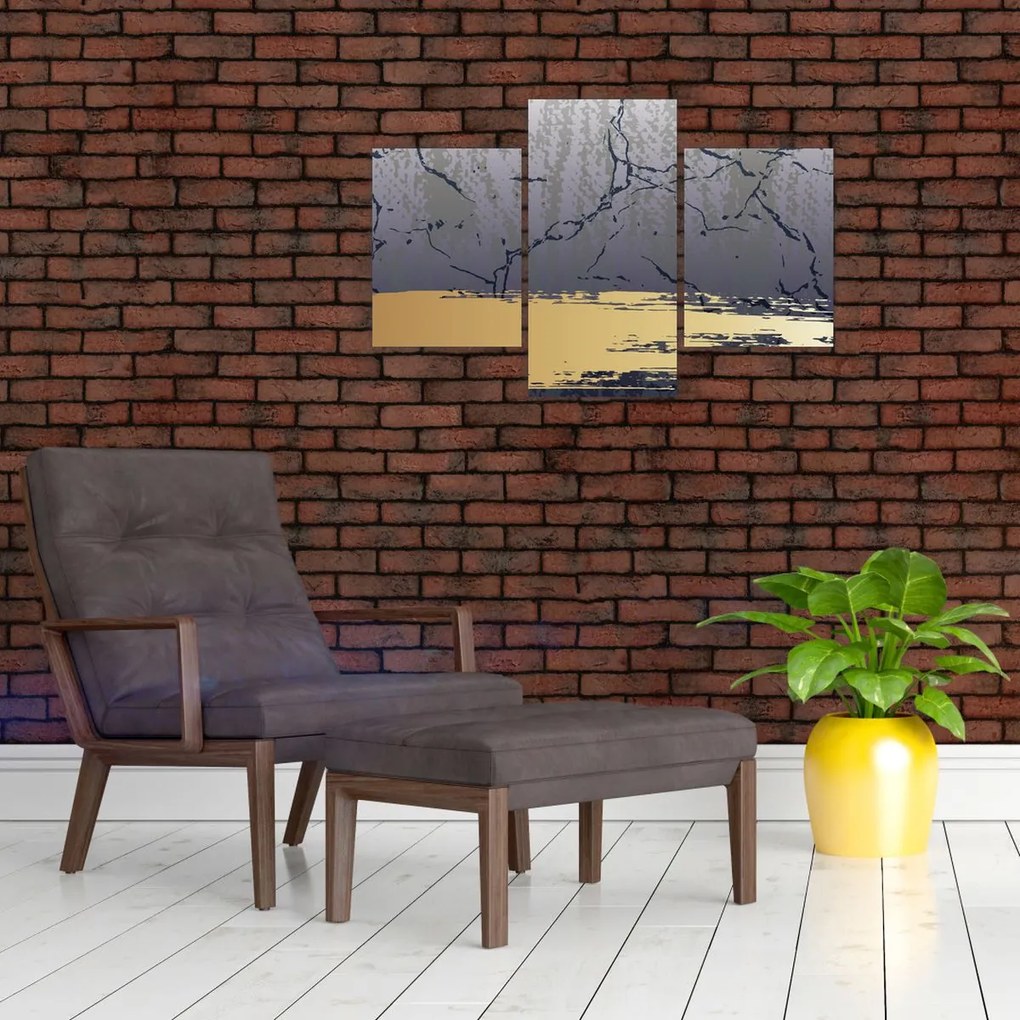 Kép - Kék és arany absztrakció N⁰1 (90x60 cm)