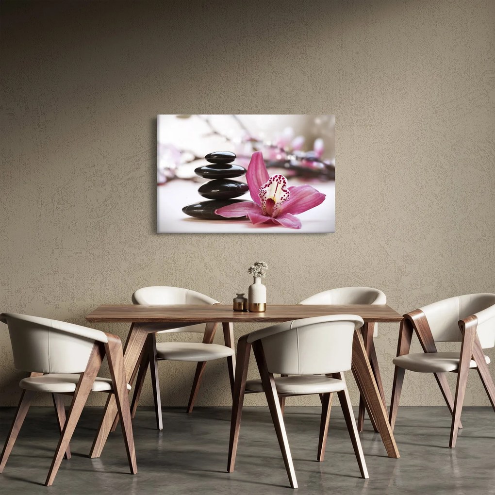 Masszázs kövek és orchideák képe (90x60 cm)