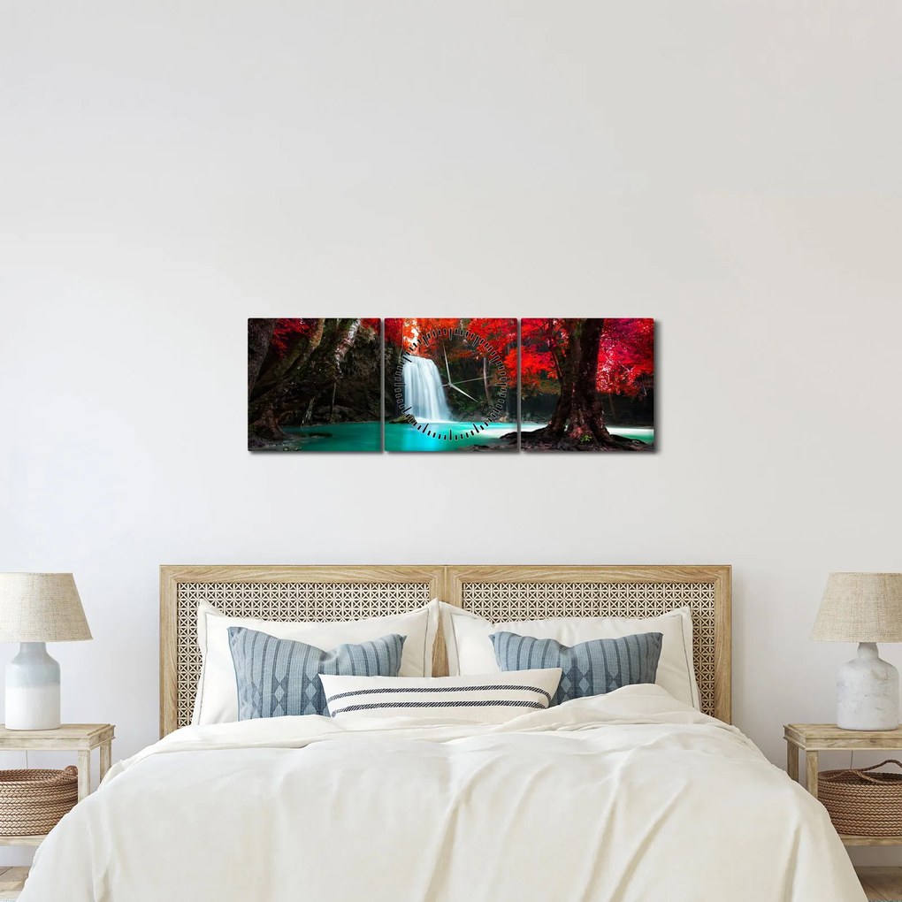 Kép - Vízesés (órával) (90x30 cm)