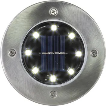 Globo 33414 Solar lámpa rozsdamentes acél, fekete műanyag, átlátszó, csúszókapcsoló, beépített elem AA 300mAh 1.2V, IP44, ø: 118mm, M: 130mm, 2 db-os kiszerelés, 8x LED 0.1W 3V, fehér fényű