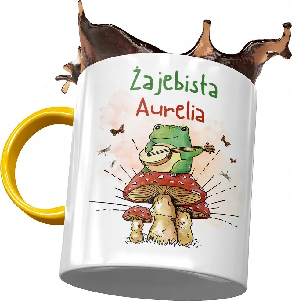 Sárga Bögre Aurelia Feleség Barátnő Ajándék Nyomtatott Fotóval