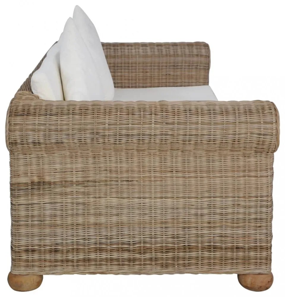 2 személyes természetes rattan kanapé párnákkal