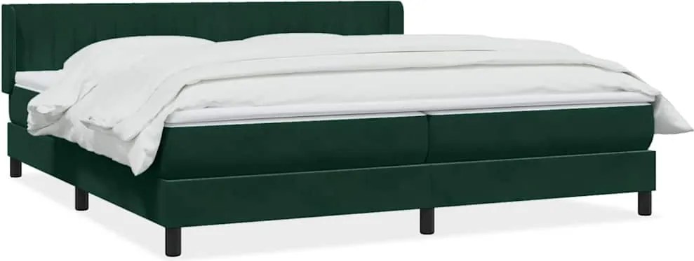 vidaXL sötétzöld bársony rugós ágy matraccal 180x220 cm