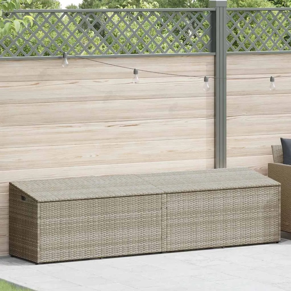 vidaXL világosszürke polyrattan kerti tárolóláda 220x50x58 cm