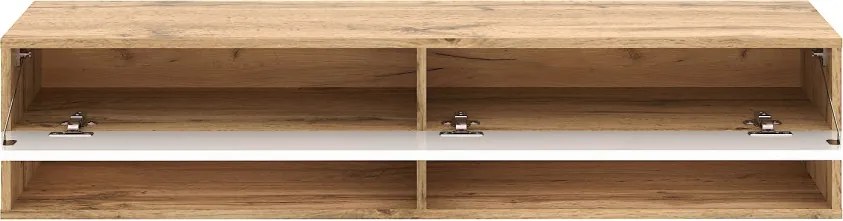 TV szekrény 140 cm 1 ajtós Wotan tölgy / fehér magasfény színkombinációban – DERBY