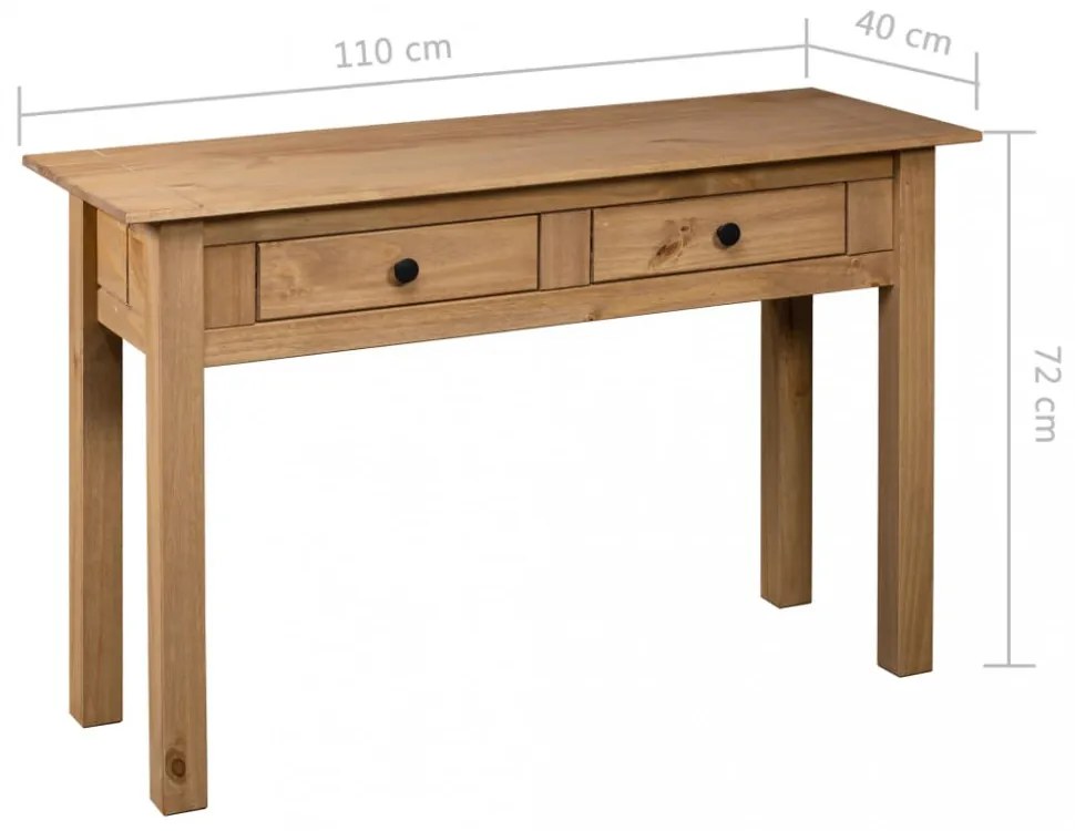 tömör fenyőfa panama konzolasztal 110 x 40 x 72 cm