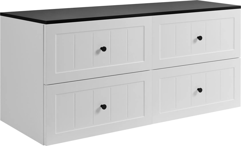 Fürdőszoba szekrény Mosdó Alá 120 fehér fekete Mart Mdf frontok gombok