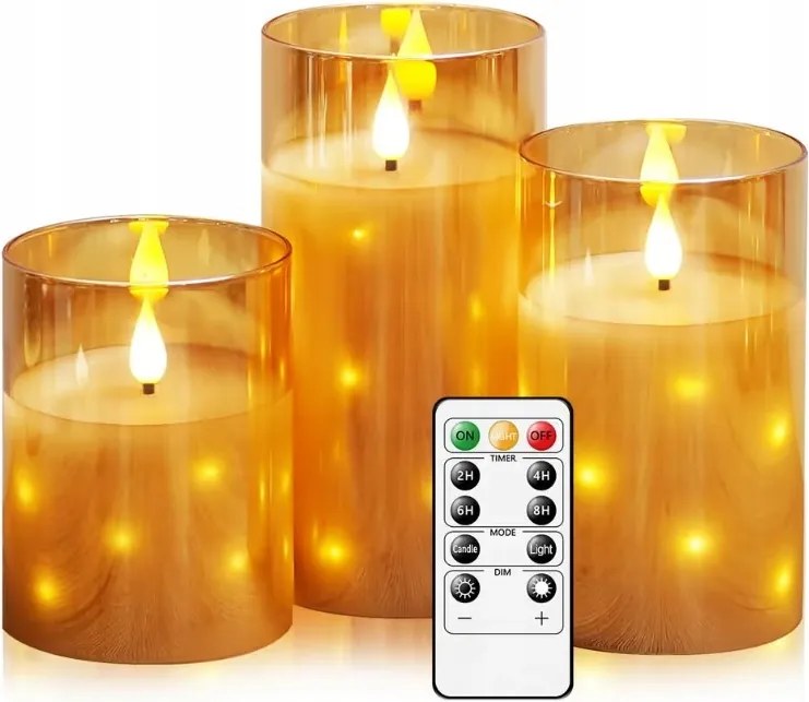 Led Gyertyák Villogó Mozgó Láng Elemmel működik 3 db 10-15cm